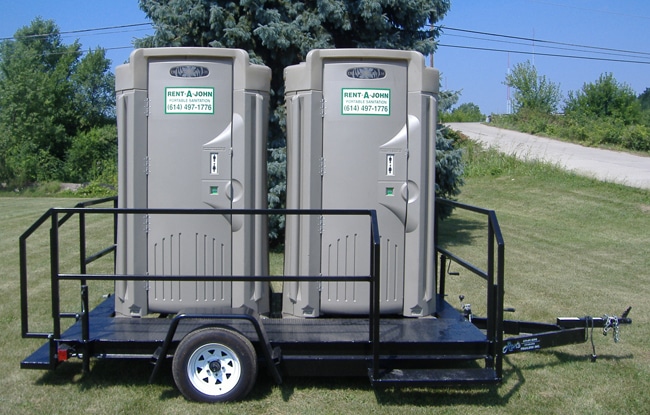 porta potties on a trailer