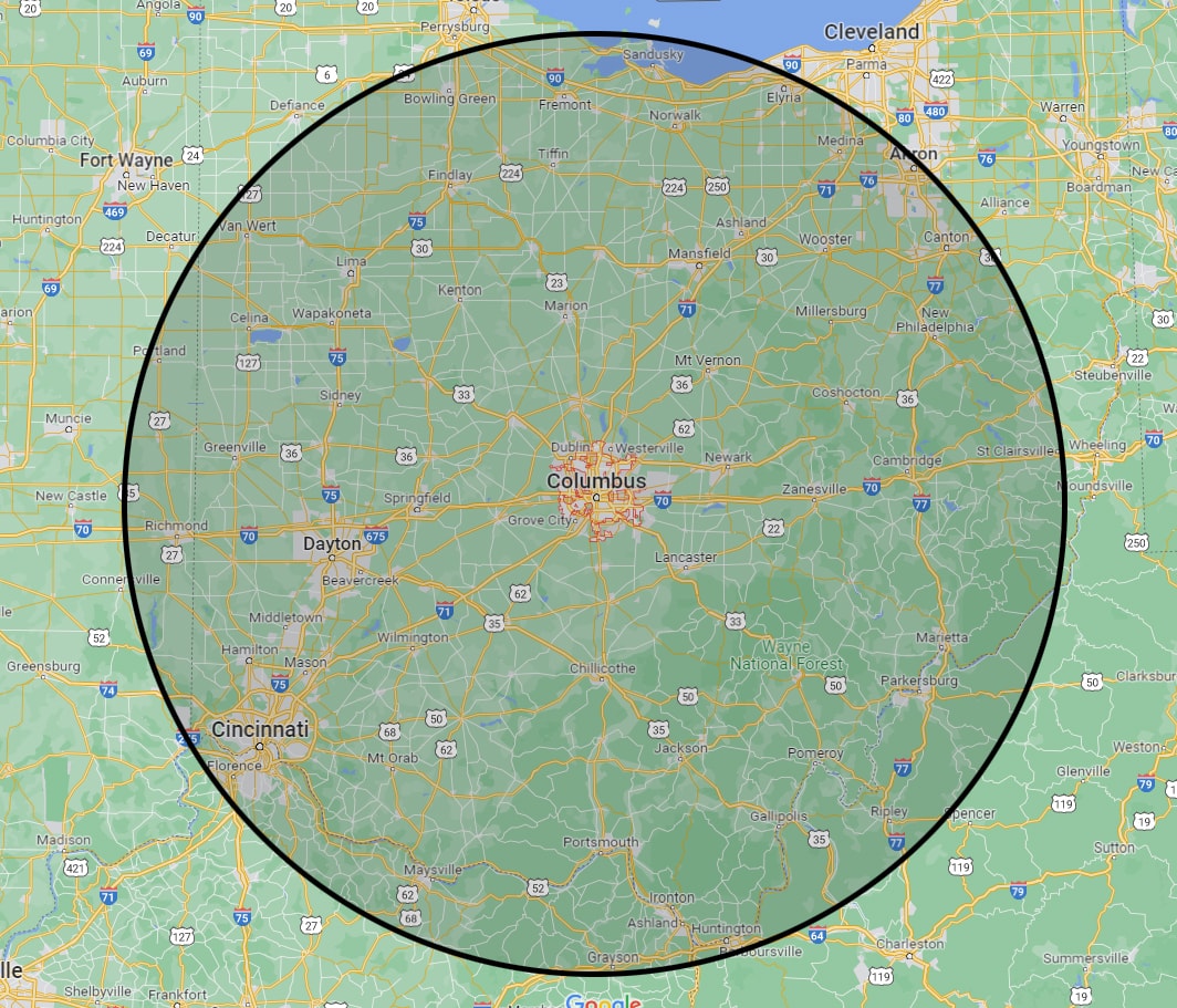 a service area map of ohio